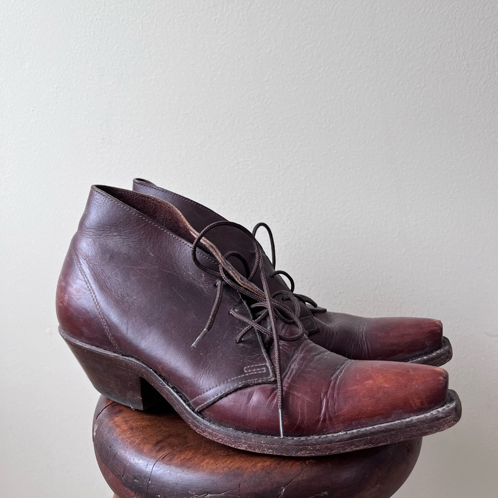 Cobra Rock Brown Leather Lace-Up Booties